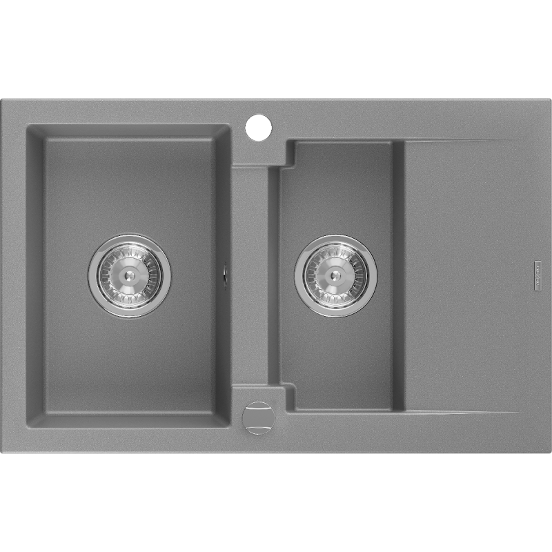 Mexen Gaspar évier en granit à 1,5 cuve avec un égouttoir court 737 x 475 mm, Gris - 6507731505-71