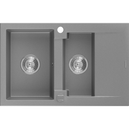 Mexen Gaspar évier en granit à 1,5 cuve avec un égouttoir court 737 x 475 mm, Gris - 6507731505-71