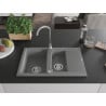 Mexen Gaspar évier en granit 1,5 bac avec égouttoir 737 x 475 mm, gris, siphon chromé - 6507731505-71