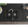 Mexen Gaspar évier en granit 1,5 bac avec égouttoir 737 x 475 mm, noir/doré métallisé, siphon chromé - 6507731505-75