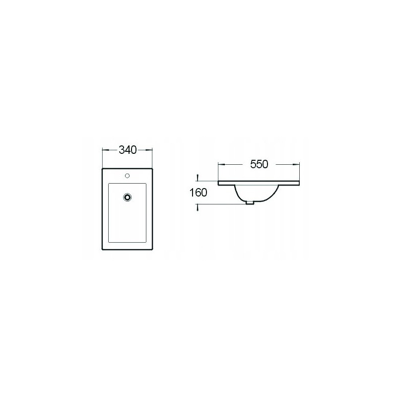 Mexen Alir lavabo encastré dans le plan 34 x 55 cm, blanc - 25503400