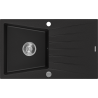 Mexen Cesar évier en granit 1 bac avec égouttoir 775 x 470 mm, noir, siphon chromé - 6514771010-77