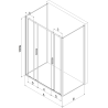 Mexen Exo-S Duo 3S cabine de douche à 3 panneaux coulissante 150 x 100 cm, transparent, doré - 8152-150-100-50-00-3S