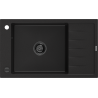 Mexen Elias évier en granit à 1 bac avec égouttoir 795 x 480 mm, noir, siphon noir - 6511791005-77-B