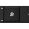 Mexen Elias évier granitique 1 bac avec égouttoir 795 x 480 mm, noir, siphon chromé - 6511791005-77