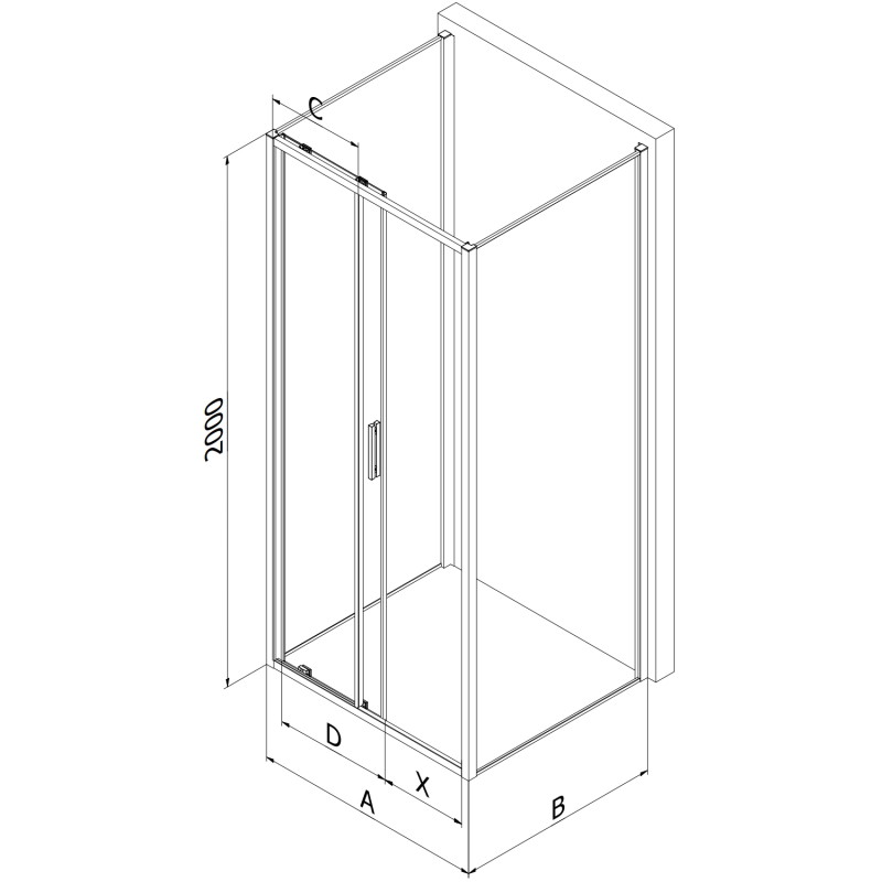 Mexen Exo-S 3S cabine de douche 3 parois coulissantes 120 x 75 cm, transparent, chrome - 8151-120-075-01-00-3S