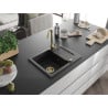 Mexen Enzo évier en granit 1 bac avec égouttoir 576 x 465 mm, noir, siphon doré - 6506571005-77-G