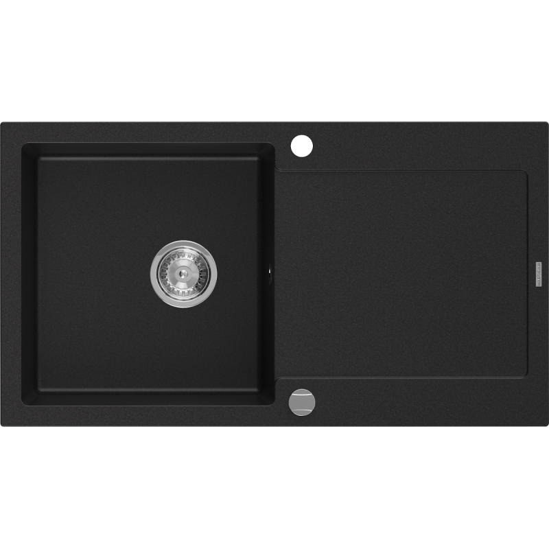 Mexen Leo évier en granit à 1 cuve avec égouttoir 900 x 500 mm, Noir - 6501901010-77