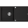 Mexen Leo évier en granit 1 bac avec égouttoir 900 x 500 mm, noir, siphon chrome - 6501901010-77