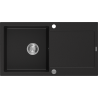 Mexen Leo Évier en granit à 1 bac avec égouttoir 900 x 500 mm, noir, siphon chromé - 6501901010-77