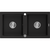 Mexen Mario évier en granit à 2 bacs 820 x 436 mm, noir, siphon chromé - 6504822000-77