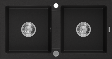 Mexen Mario évier en granit à 2 cuves 820 x 436 mm, Noir - 6504822000-77