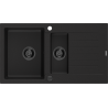 Mexen Matias évier en granit 1,5 bac avec égouttoir 900 x 505 mm, noir, siphon noir - 6502901505-77-B