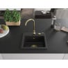 Mexen Milo évier en granit 1 bac 435 x 410 mm, noir, siphon doré - 6505441000-77-G