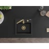 Mexen Milo évier en granit 1 bac 435 x 410 mm, noir, siphon doré - 6505441000-77-G