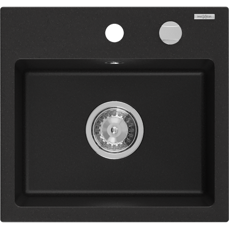 Mexen Milo évier en granit 1 bac 435 x 410 mm, noir, siphon chromé - 6505441000-77