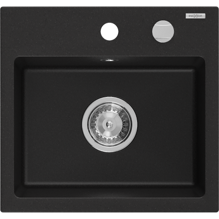 Mexen Milo évier en granit à 1 bac 435 x 410 mm, noir, siphon chromé - 6505441000-77