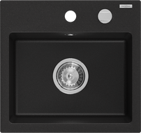 Mexen Milo évier en granit à 1 bac 435 x 410 mm, noir, siphon chromé - 6505441000-77
