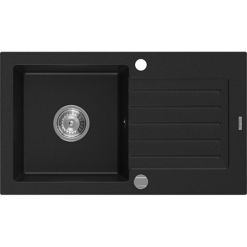 Mexen Pablo évier en granit à 1 cuve avec égouttoir 752 x 436 mm, Noir - 6510751010-77