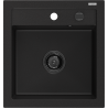 Mexen Vito évier de cuisine en granit 1 bac 520 x 490 mm, noir, siphon noir - 6503521000-77-B