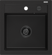 Mexen Vito évier en granit à 1 bac 520 x 490 mm, noir, siphon noir - 6503521000-77-B