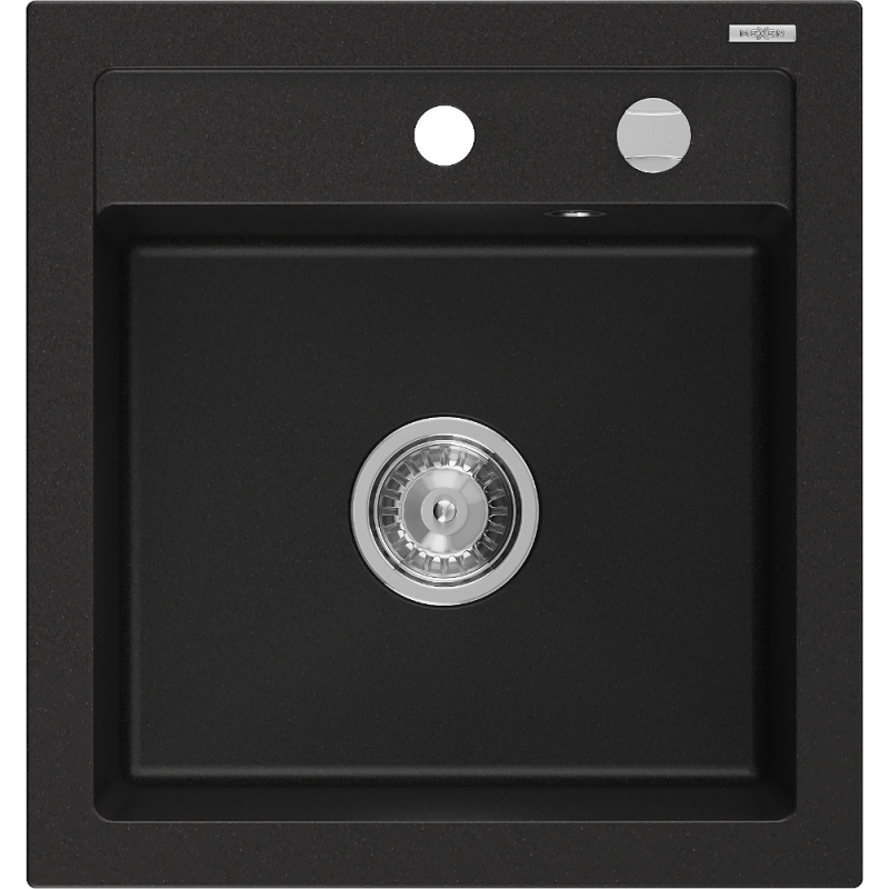 Mexen Vito évier en granit à 1 cuve 520 x 490 mm, Noir - 6503521000-77