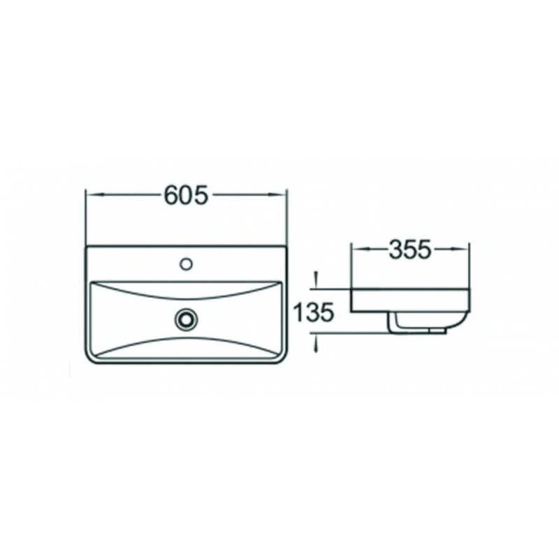 Mexen Dagna lavabo encastré dans le plan 60 x 35 cm, blanc - 21996000