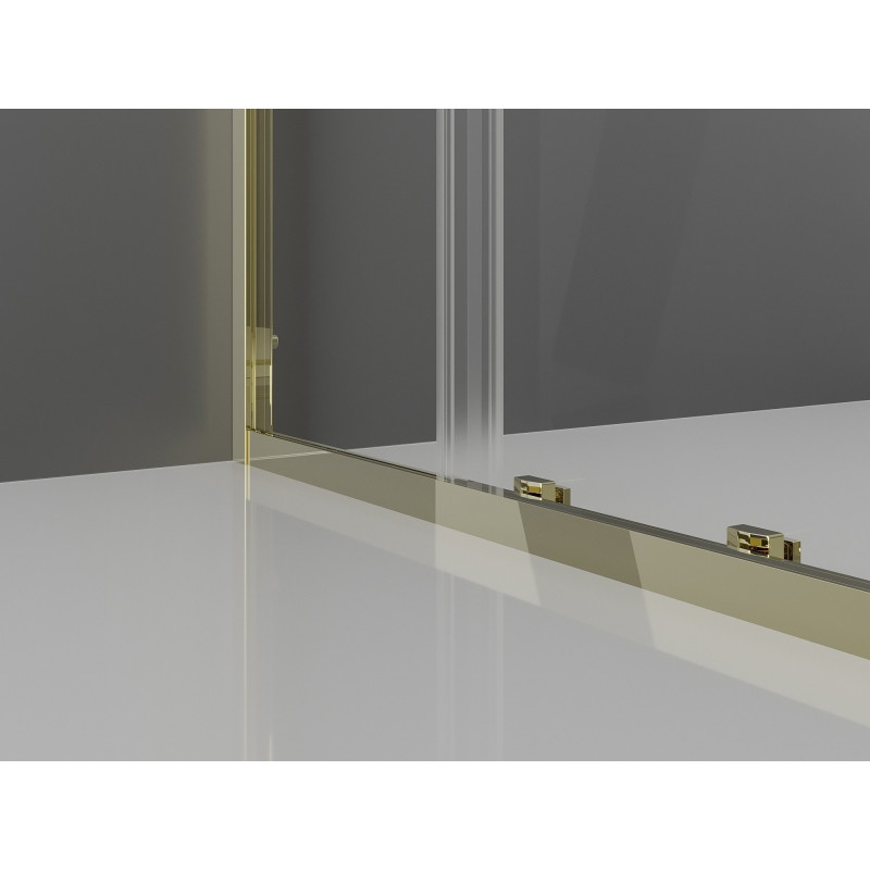 Mexen Exo-S 3S cabine de douche 3 parois coulissante 125 x 70 cm, transparent, dorée - 8151-125-070-50-00-3S