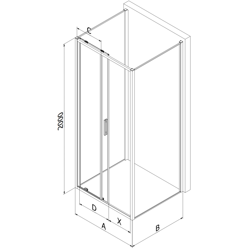 Mexen Exo-3S cabine de douche coulissante à 3 parois 105 x 110 cm, transparente, dorée - 8151-105-110-50-00-3S