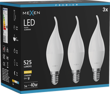 Mexen Nova 3x Ampoule LED flamme E14, C37, 5W, Chaude - 3000K, 525 lm - L106-E14-0530-01x03