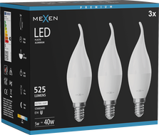 Mexen Nova 3x ampoule LED flamme E14, C37, 5W, Neutre - 4000K, 525 lm - L106-E14-0540-01x03