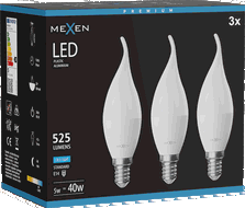 Mexen Nova 3x Ampoule LED flamme E14, C37, 5W, Froid - 6500K, 525 lm - L106-E14-0565-01x03