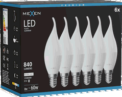 Mexen Nova 6x Ampoule LED flamme E14, C37, 8W, Neutre - 4000K, 840 lm - L106-E14-0840-01x06