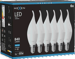 Mexen Nova 6x Ampoule LED flamme E14, C37, 8W, Froid - 6500K, 840 lm - L106-E14-0865-01x06