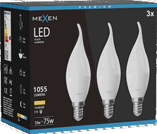 Mexen Nova 3x Ampoule LED flamme E14, C37, 10W, Chaude - 3000K, 1055 lm - L106-E14-1030-01x03