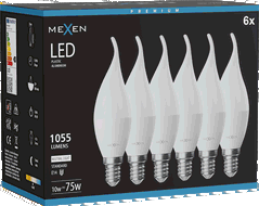 Mexen Nova 6x Ampoule LED flamme E14, C37, 10W, Neutre - 4000K, 1055 lm - L106-E14-1040-01x06