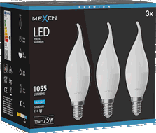 Mexen Nova 3x Ampoule LED flamme E14, C37, 10W, Froid - 6500K, 1055 lm - L106-E14-1065-01x03