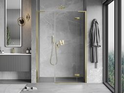 Mexen Mist-H L porte de douche pivotante droite 145 cm, transparent, doré - 8A5L-145-001-50-00-P