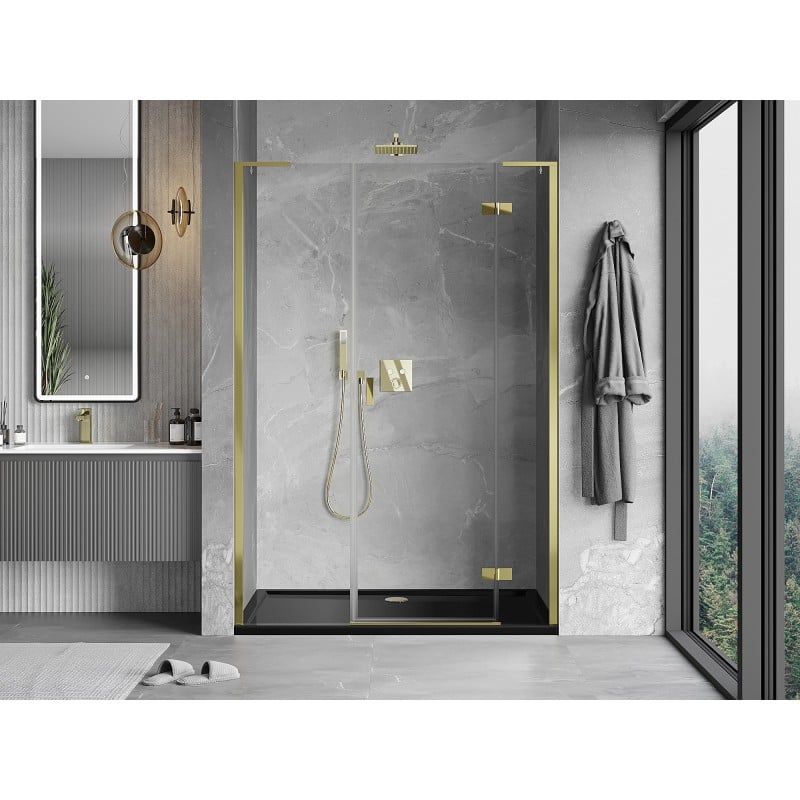 Mexen Mist-H L porte de douche pivotante droite 150 cm, transparente, or - 8A5L-150-001-50-00-P