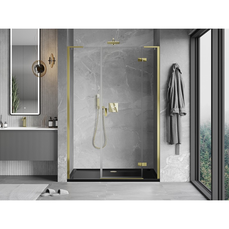 Mexen Mist-H L porte de douche pivotante droite 155 cm, transparent, or - 8A5L-155-001-50-00-P