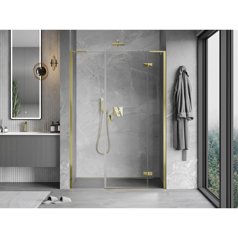 Mexen Mist-H L porte de douche pivotante droite 160 cm, transparent, doré - 8A5L-160-001-50-00-P
