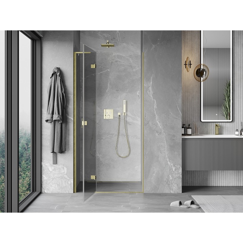 Mexen Mist-H L porte de douche pivotante gauche 115 cm, transparent, doré brossé - 8A5L-115-000-55-00-L