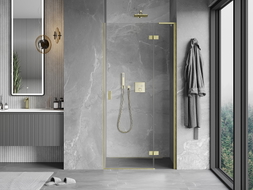Mexen Mist-H L porte de douche pivotante droite 85 cm, transparentes, or brossé - 8A5L-085-000-55-00-P