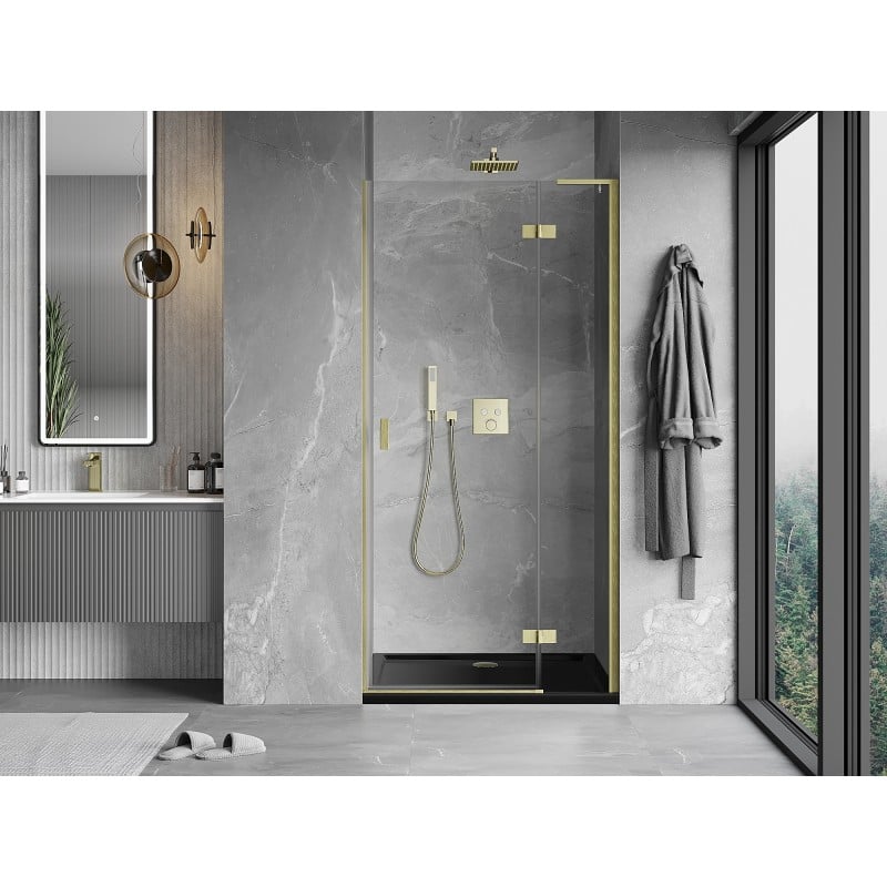 Mexen Mist-H L porte de douche pivotante droite 90 cm, transparent, or brossé - 8A5L-090-000-55-00-P