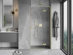Mexen Mist-H L porte de douche pivotante droite 105 cm, transparent, doré brossé - 8A5L-105-000-55-00-P