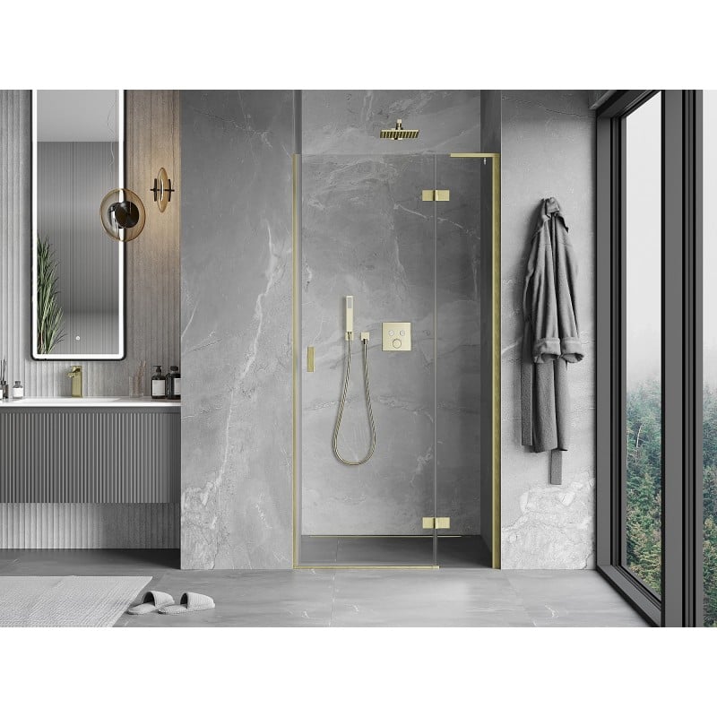 Mexen Mist-H L porte de douche pivotante droite 115 cm, transparent, or brossé - 8A5L-115-000-55-00-P
