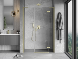 Mexen Mist-H L porte de douche pivotante droite 135 cm, transparent, or brossé - 8A5L-135-001-55-00-P
