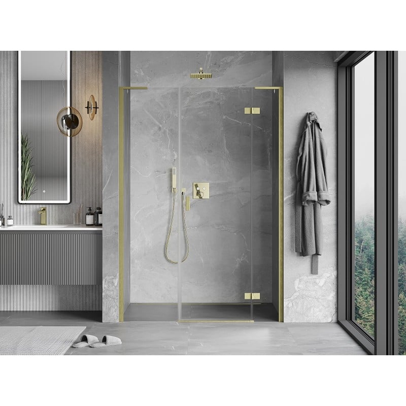 Mexen Mist-H L porte de douche pivotante droite 150 cm, transparent, or brossé - 8A5L-150-001-55-00-P