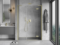 Mexen Mist-H L porte de douche pivotante droite 150 cm, transparent, or brossé - 8A5L-150-001-55-00-P
