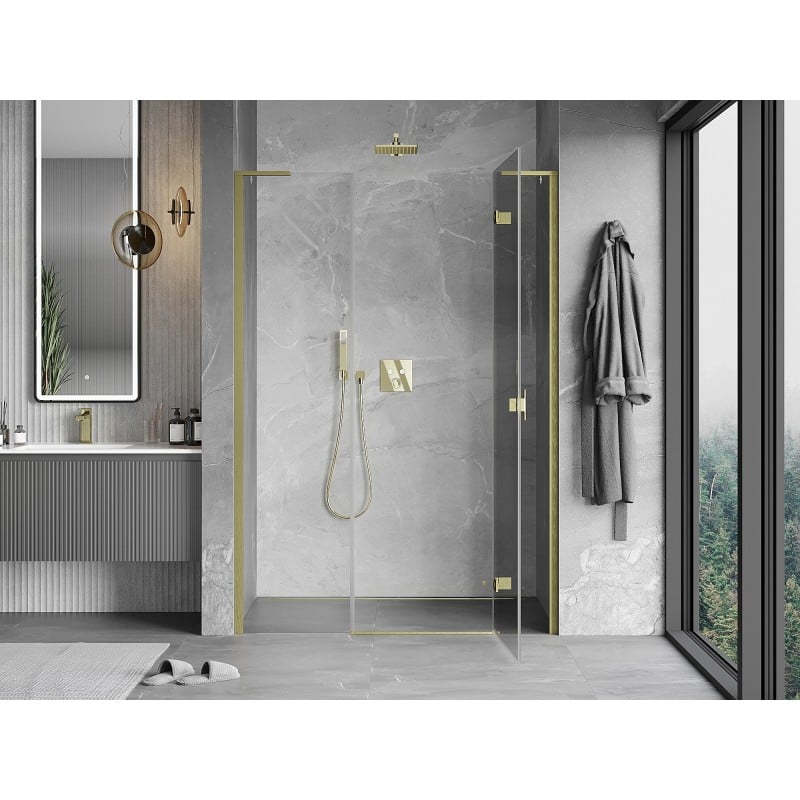 Mexen Mist-H L porte de douche pivotante droite 155 cm, transparent, or brossé - 8A5L-155-001-55-00-P